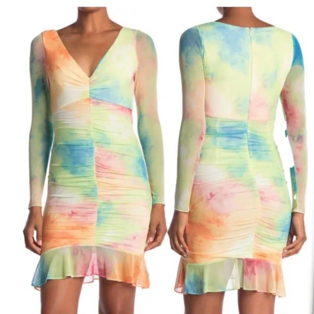 Vibrant Long Sleeve Tie-Dye Dress